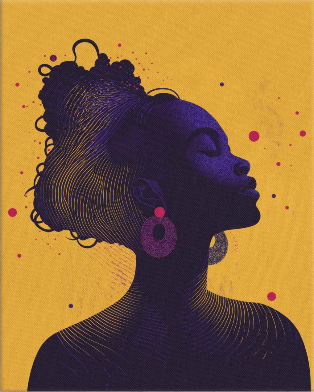 Bold silhouette art
Black woman art print
Feminine wall art
Modern Afrocentric art
Yellow wall art decor
Empowerment silhouette art
Afrocentric wall decor
African American silhouette
Empowering woman art
Black cultural decor
Contemporary African art