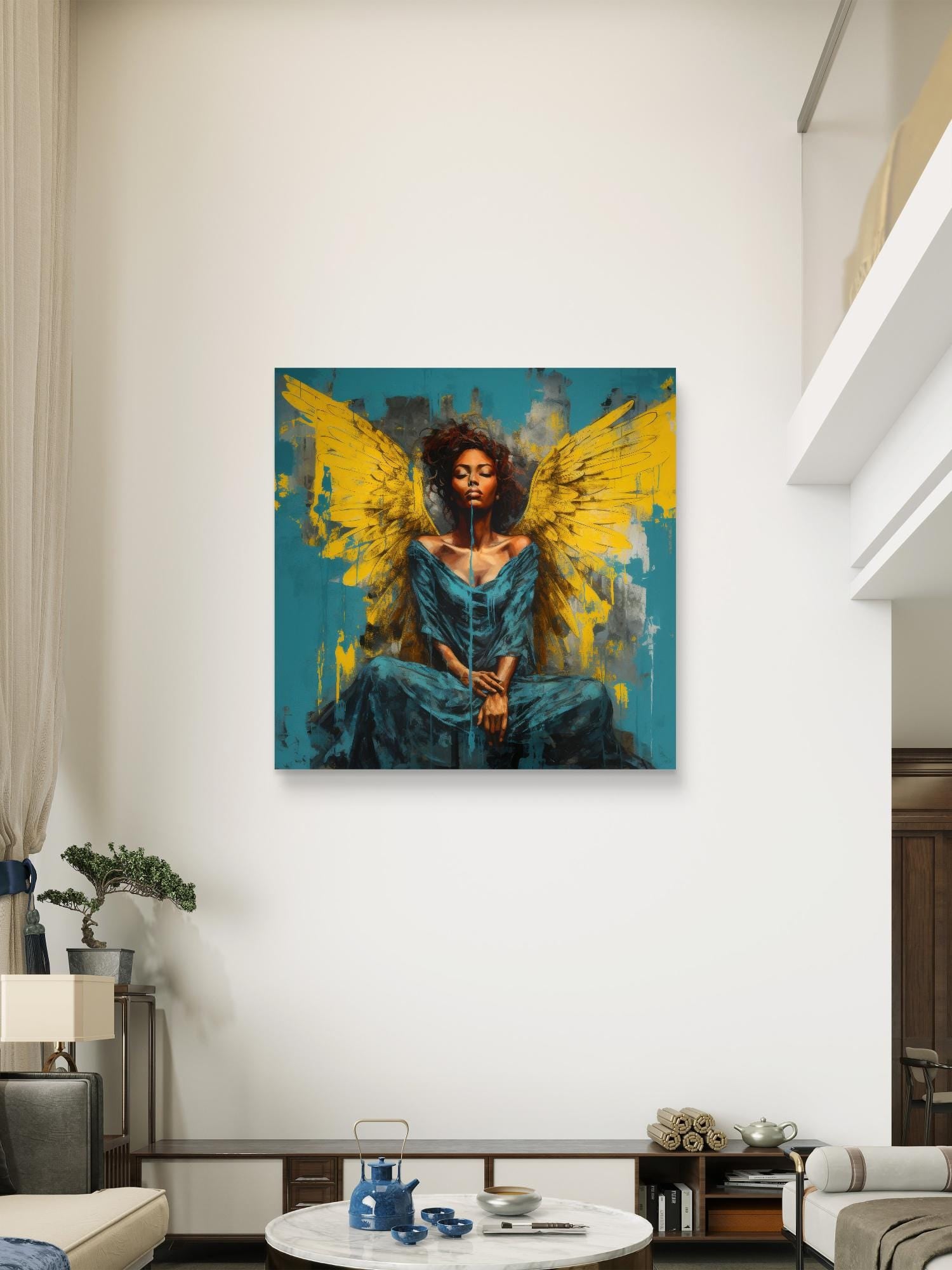 Golden Serenity - Angelic Canvas Wall Art