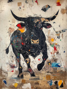 abstract bull art
modern metal print
bull wall decor
vibrant abstract art
energy art print
dynamic wall art
animal metal print
colorful bull artwork
statement piece decor
rustic wall art
bold animal print
metal wall art
abstract art decor