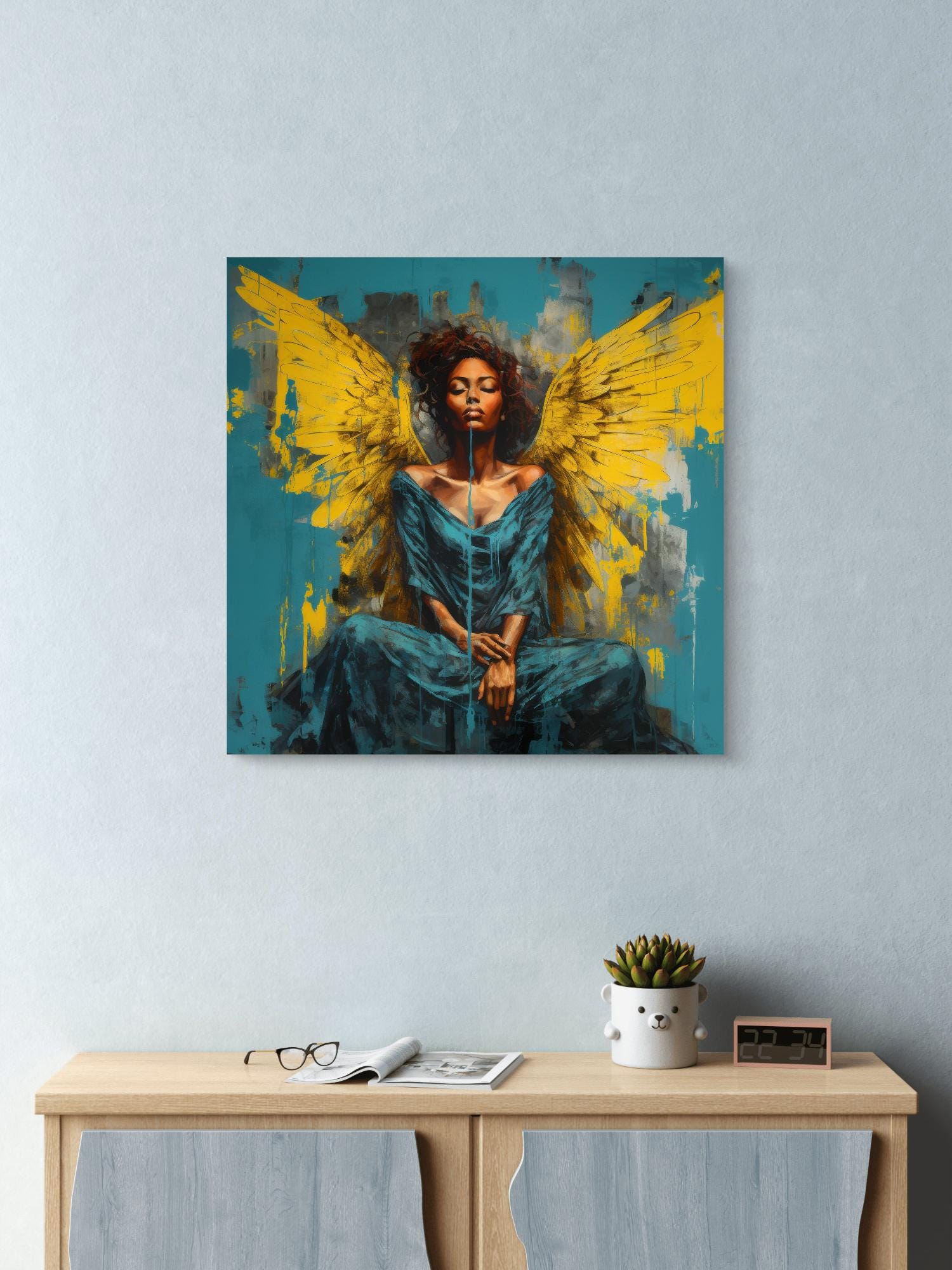 Black Angel Art
Spiritual Art Canvas
Divine Art Print
Gold Angel Artwork
Minimalist Canvas Print
Inspirational Wall Art
Angelic Wall Art
Modern Spiritual Art
Blue and Gold Canvas
Heavenly Art Print
Abstract Angel Artwork