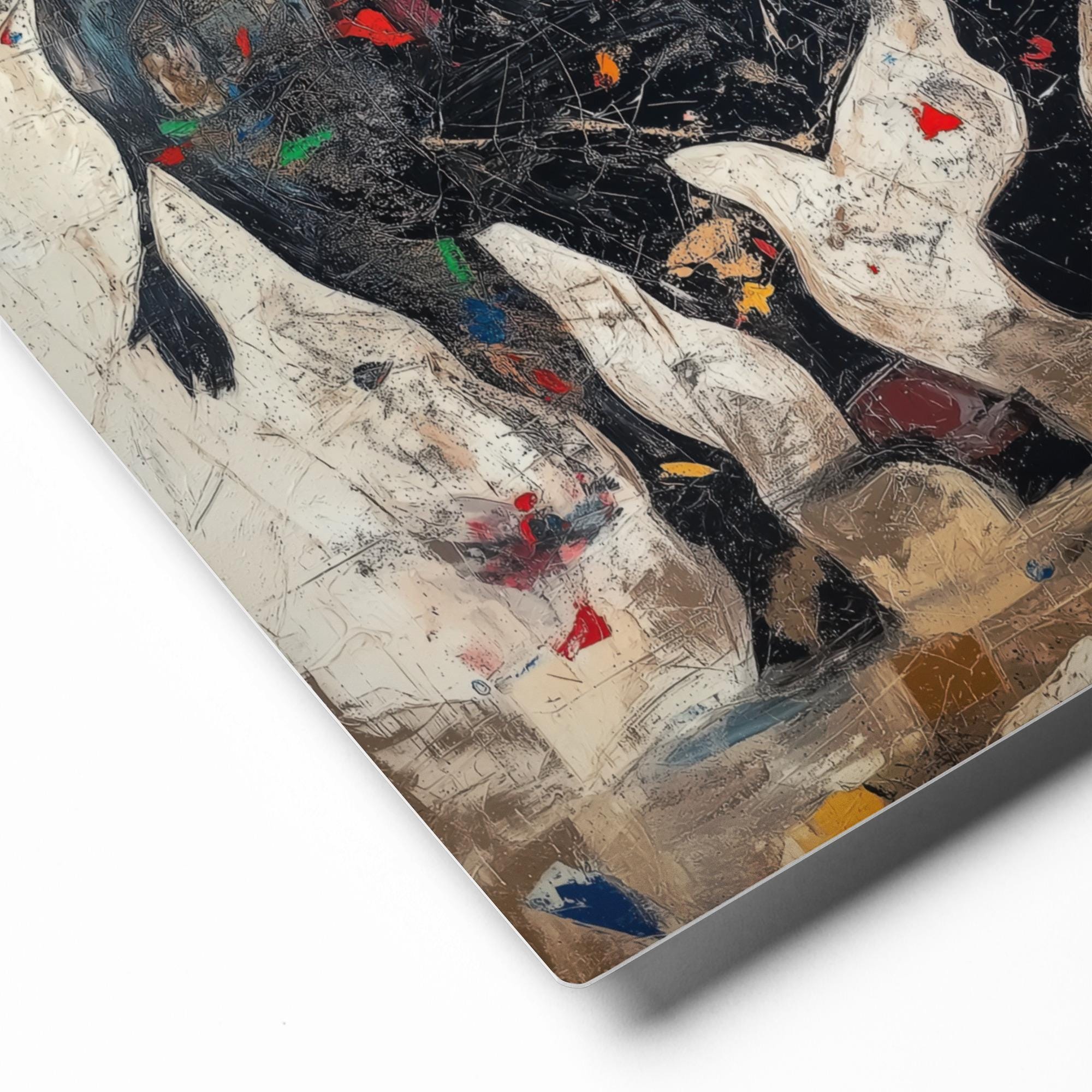 abstract bull art
modern metal print
bull wall decor
vibrant abstract art
energy art print
dynamic wall art
animal metal print
colorful bull artwork
statement piece decor
rustic wall art
bold animal print
metal wall art
abstract art decor