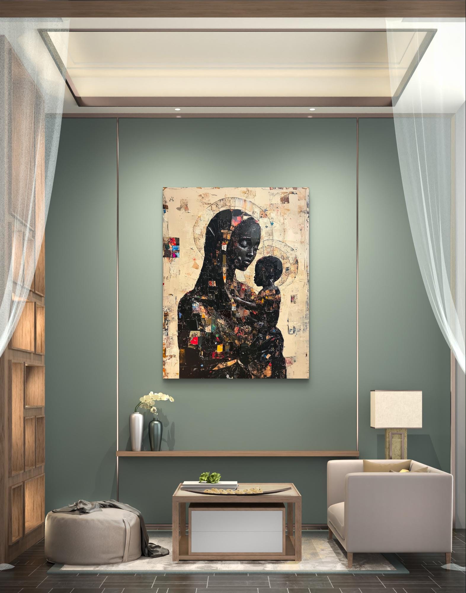 Afrocentric Art
Madonna and Child Painting
African American Religious Art
Black Madonna Canvas
Ethnic Motherhood Artwork
Spiritual Wall Decor
Hand-Stretched Canvas Print
Fade-Resistant Art
Cultural Heritage Art
Modern Religious Art
Contemporary Art