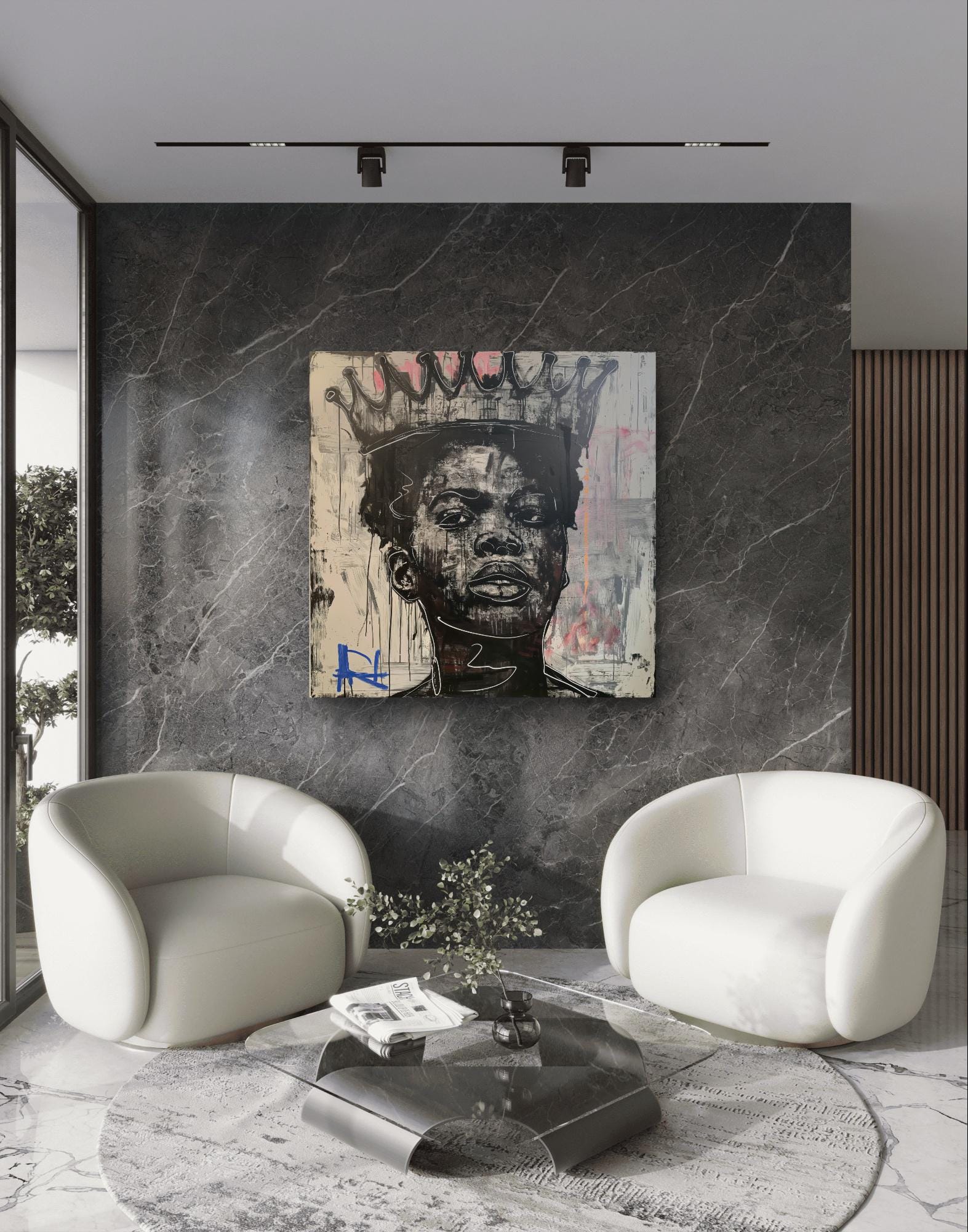 Abstract Portrait Art
Crowned Royalty Canvas
Modern Empowerment Art
Vibrant Colorful Wall Art
Urban-Inspired Artwork
Minimalist Canvas Prints
Contemporary Wall Decor
Black and White Canvas
Bold Artistic Portrait
Color Accents Canvas Art